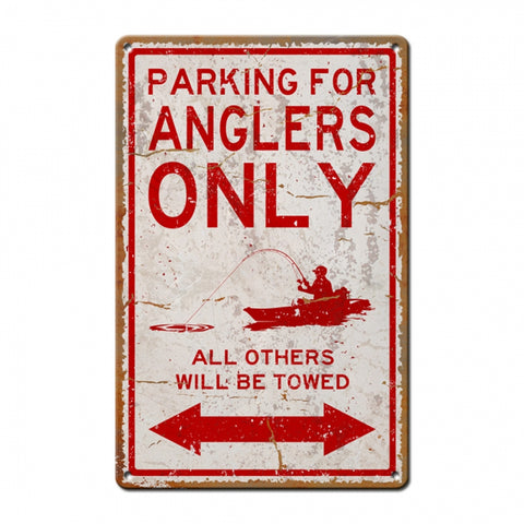 Angler Parking With Image Metal Sign