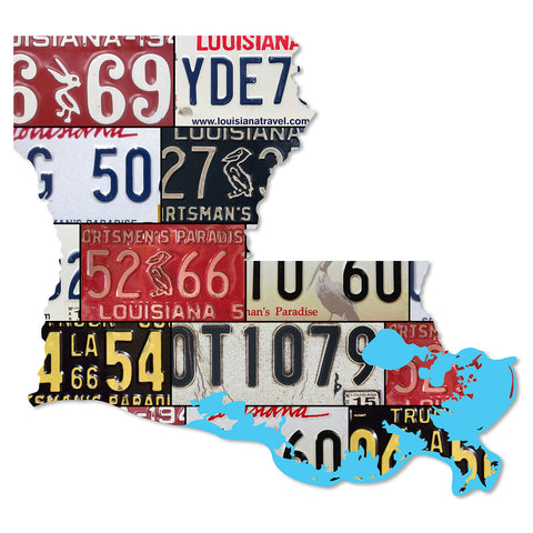 LOUISIANA License Plate Map Sign, SPORTSMAN'S PARADISE STATE Metal Sign Garage Art Patriotic Sign