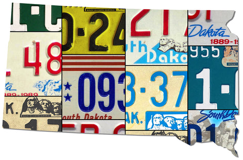 SOUTH DAKOTA License Plate Plasma Cut Dibond Map Sign, GREAT FACES GREAT PLACES STATE Garage Art Rustic Patriotic Sign