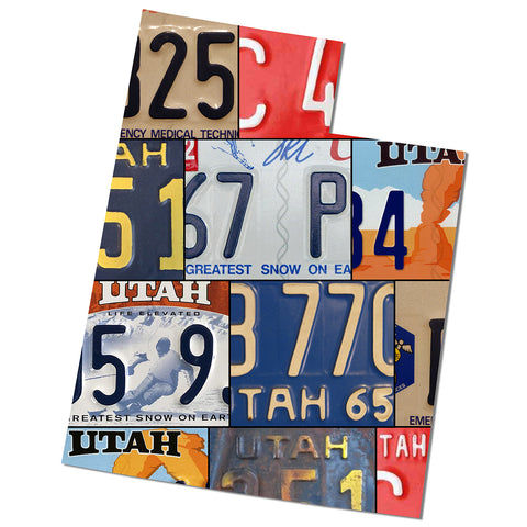 UTAH License Plate Plasma Cut Dibond Map Sign, LIFE ELEVATED State Garage Art Rustic Sign