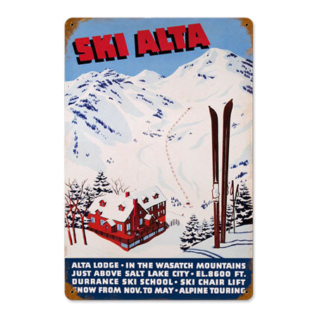 Ski Alta Metal Sign