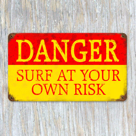 Danger Surf Metal Sign