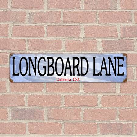 Longboard Lane Metal Sign