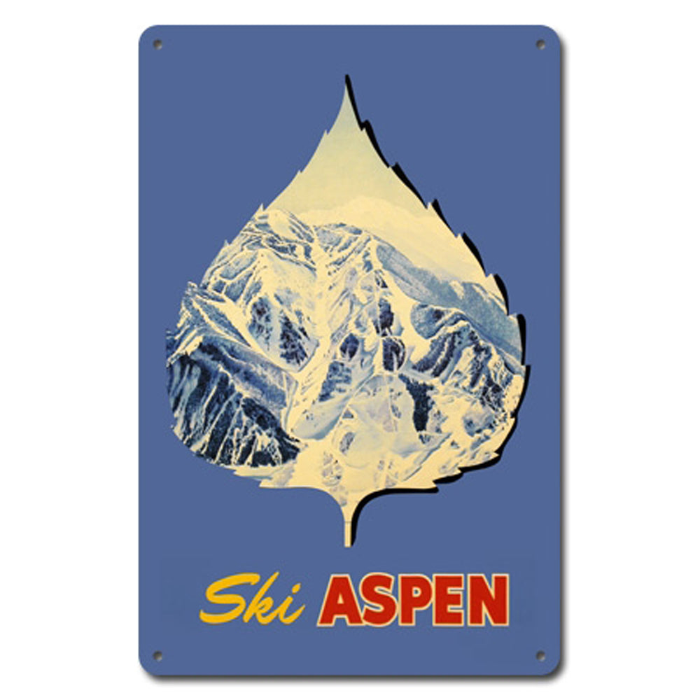 Aspen Vintage Ski Sign, Metal Ski Aspen Sign, Metal Retro