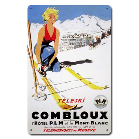 Teleski Combloux Metal Ski Sign