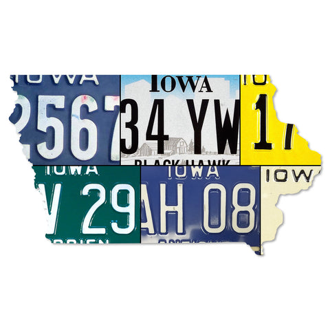 IOWA License Plate Plasma Cut Map Sign, DES MOINES Metal Sign Garage Art Patriotic Sign Holiday Gift