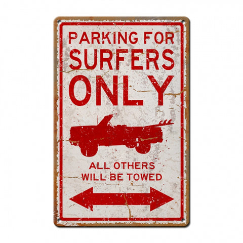 Surfer Parking With Image Metal Sign