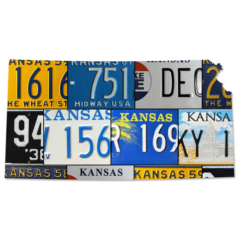 KANSAS License Plate Plasma Cut Map Sign, THE WHEAT STATE Metal Sign Garage Art Patriotic Sign Holiday Gift