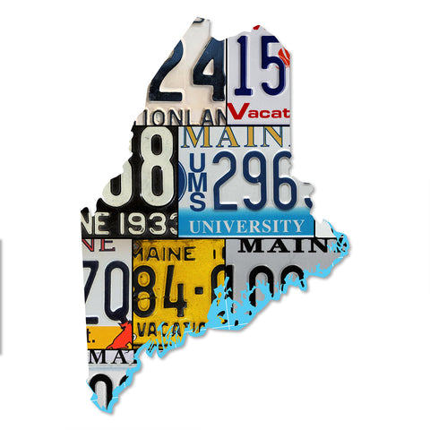 MAINE License Plate Plasma Cut Map Sign, VACATIONLAND STATE Metal Sign Garage Art Patriotic Sign