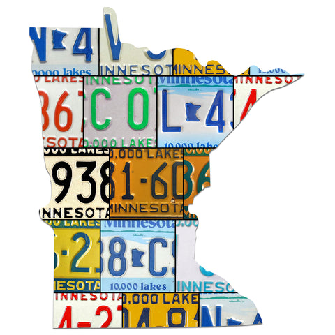 MINNESOTA License Plate Plasma Cut Map Sign, 10,000 LAKES State Metal Garage Art Rustic Patriotic Sign