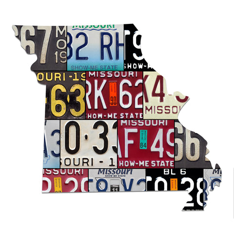 MISSOURI License Plate Plasma Cut Map Sign, SHOW-ME STATE Metal Garage Art Rustic Patriotic Sign