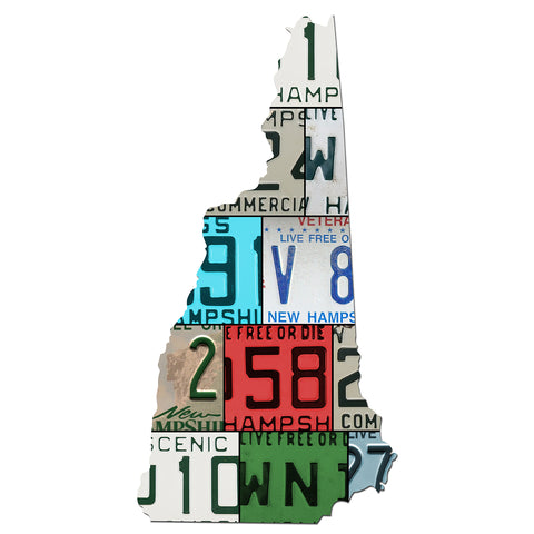 NEW HAMPSHIRE License Plate Plasma Cut Map Sign, LIVE FREE OR DIE STATE Metal Garage Art Patriotic Sign