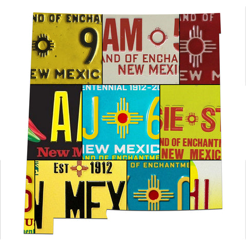 NEW MEXICO License Plate Plasma Cut Map Sign, LAND OF ENCHANTMENT STATE Metal Garage Art Patriotic Sign