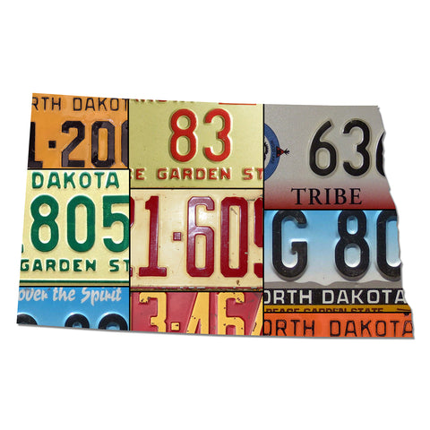 NORTH DAKOTA License Plate Plasma Cut Dibond Map Sign, PEACE GARDEN STATE Garage Art Rustic Patriotic Sign