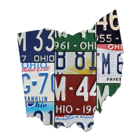 OHIO License Plate Plasma Cut Dibond Map Sign, Birthplace Of Aviation State Garage Art Rustic Sign