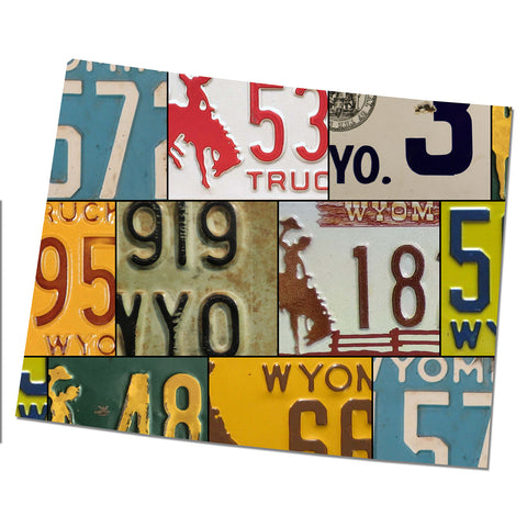 WYOMING License Plate Plasma Cut Dibond Map Sign, THE COWBOY STATE Garage Art Rustic Sign